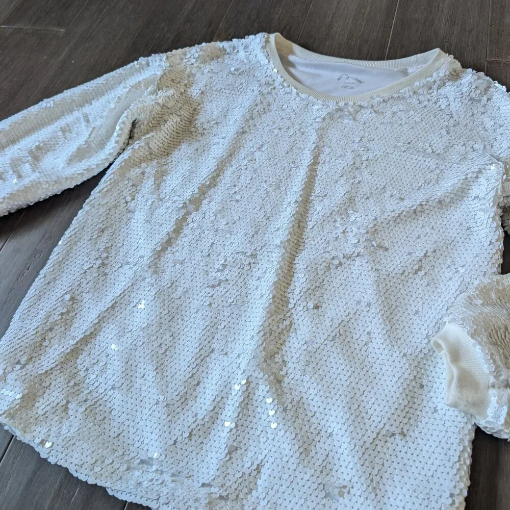 Art Class for Target, Girls White Sequined Sweatshirt, Sz XL (14/16)